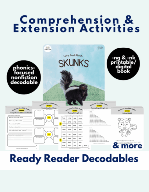 Decodable nonfiction book & comprehension workbook for ng & nk